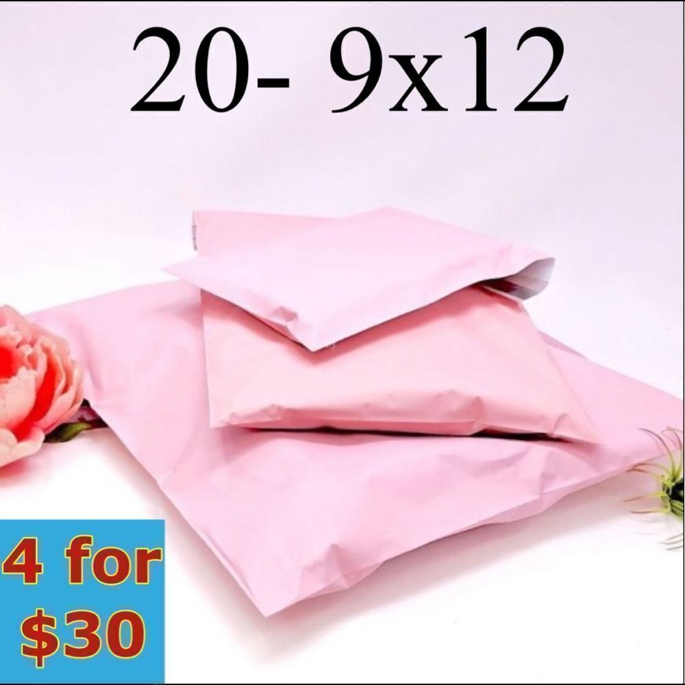 20- 9x12 Pale Pink Poly Mailers